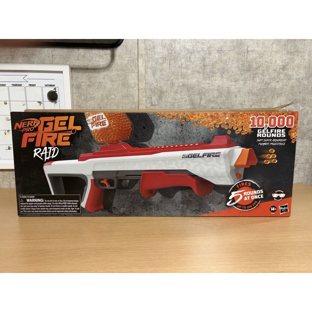 Nerf Pro Gelfire Raid Blaster Fire 5 Rounds At Once 10,000 Gelfire Rounds